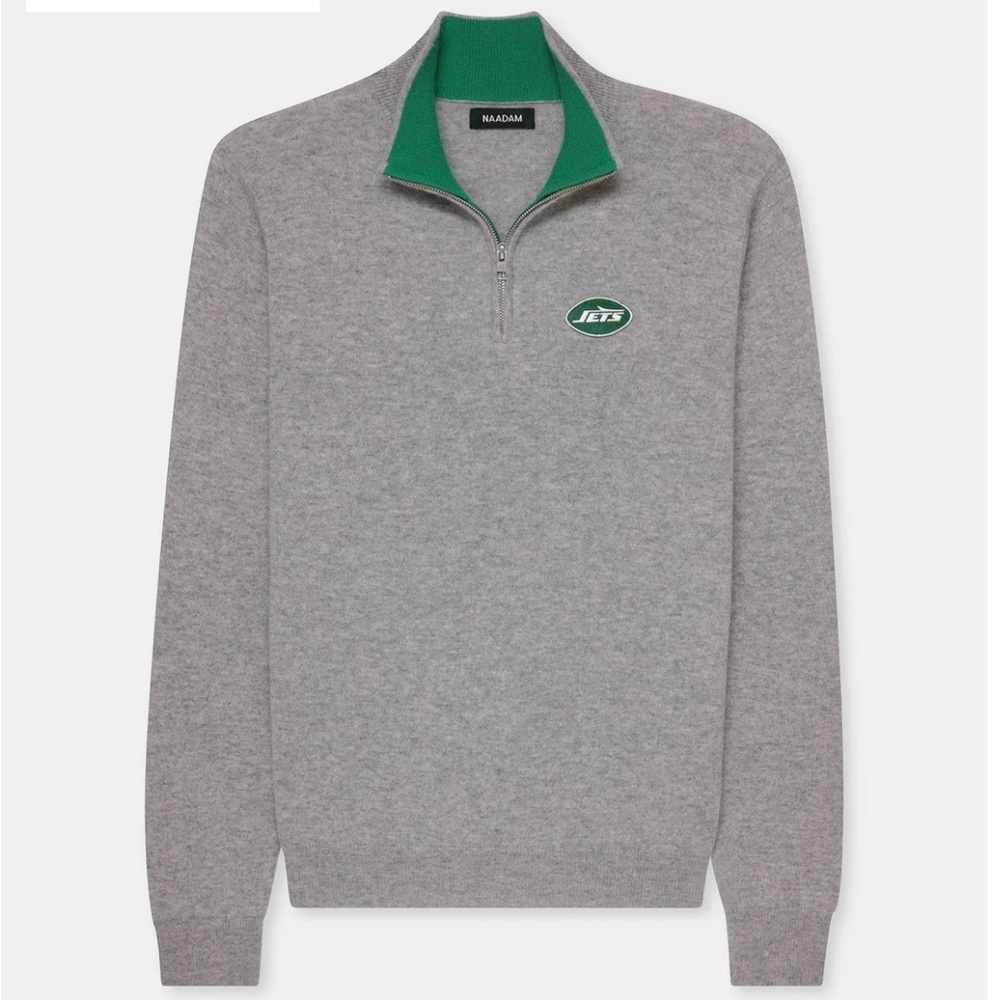 Naadam NFL Jets Cashmere Quarter Zip size Medium